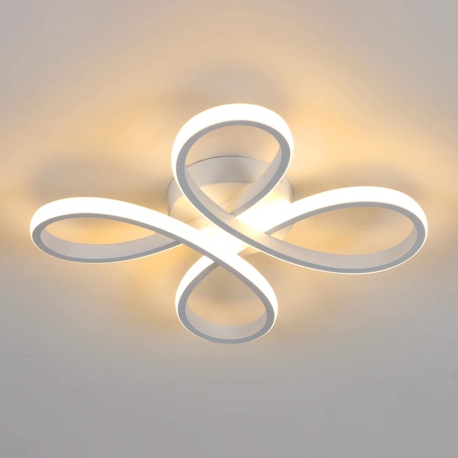 Mckalen LED Ceiling Light 30CM, 30W 3375LM Acrylic LED Ceiling Lamp, Modern Ceiling Lighting with Flower Design for Living Room, Bedroom, Kitchen, Dining Room, Warm White 3000K