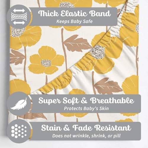 Image of Baby Changing Pad Cover 2-Pack for Girls (Poppy Fields) - Premium Fitted Sheets Baby Diaper Changing Table Cover - Buttery Soft Cotton Blend