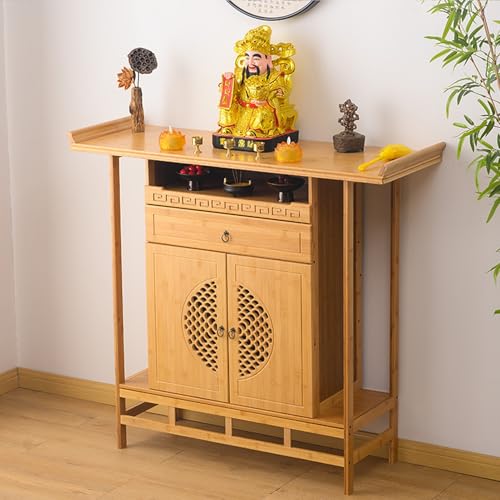 Table d'autel compacte pour ranger les accessoires de méditation sans encombre