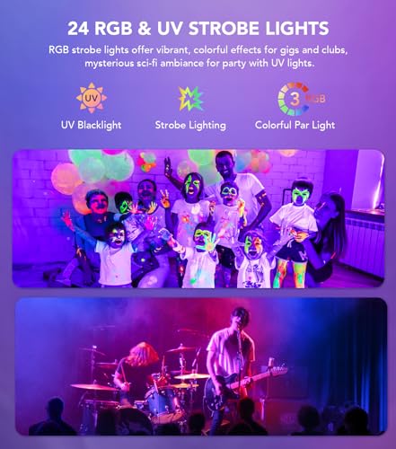 KeoBin DJ Lights for Parties, Pro 6 in 1 DMX & Sound Activated Laser Light Show Machine with Disco Ball Light, RGBW & UV Strobe Party Lights Indoor for Rave Club Dance Bar Gig DJ Lighting