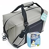 Polar Bear Coolers Nylon Solar Bear Series Soft Cooler Tote Size 24 Pack Silver & Fit & Fresh Cool Coolers Slim Ice 4-Pack (Bundle)