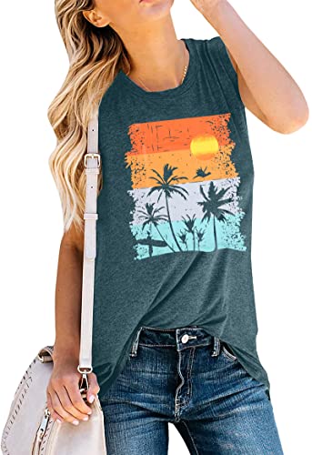 MOUSYA Summer Tank Tops Women Sequin Palm Tree Shirt Striped Spaghetti Strap Crop Cami Y2K Aesthetic Sleeveless Tops3