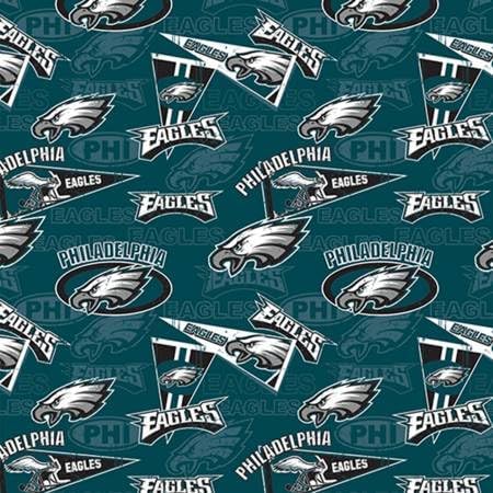 Philadelphia Eagles Cotton Fabric - NFL Team Logo Cotton Fabric by The Yard, Fat Quarter, Half Yard, 1 Yard, 2 Yard Cuts