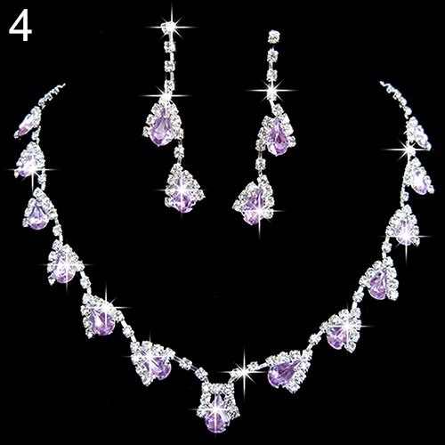 Jewelry Set for Women Fashion & Women Dazzling Cubic Zirconia Necklace Crystal Pendant Earrings Bridal Jewelry Set