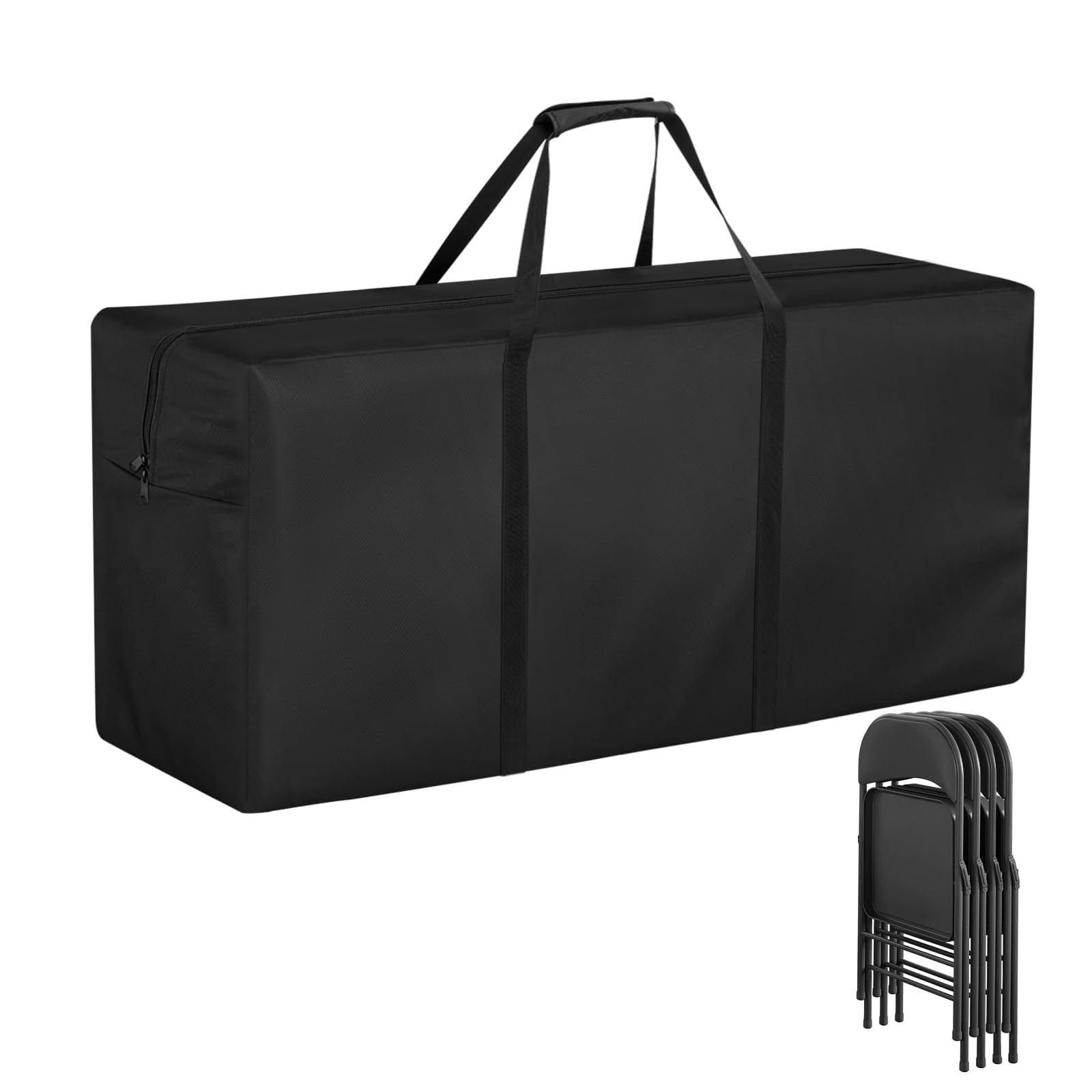 Fenghome Folding Chair Storage Bag, Waterproof 500D Large Garden Chair Furniture Storage Bag for 4 Packs Plastic, Resin, and Wood Folding Chairs - 100x31x52cm (Black)