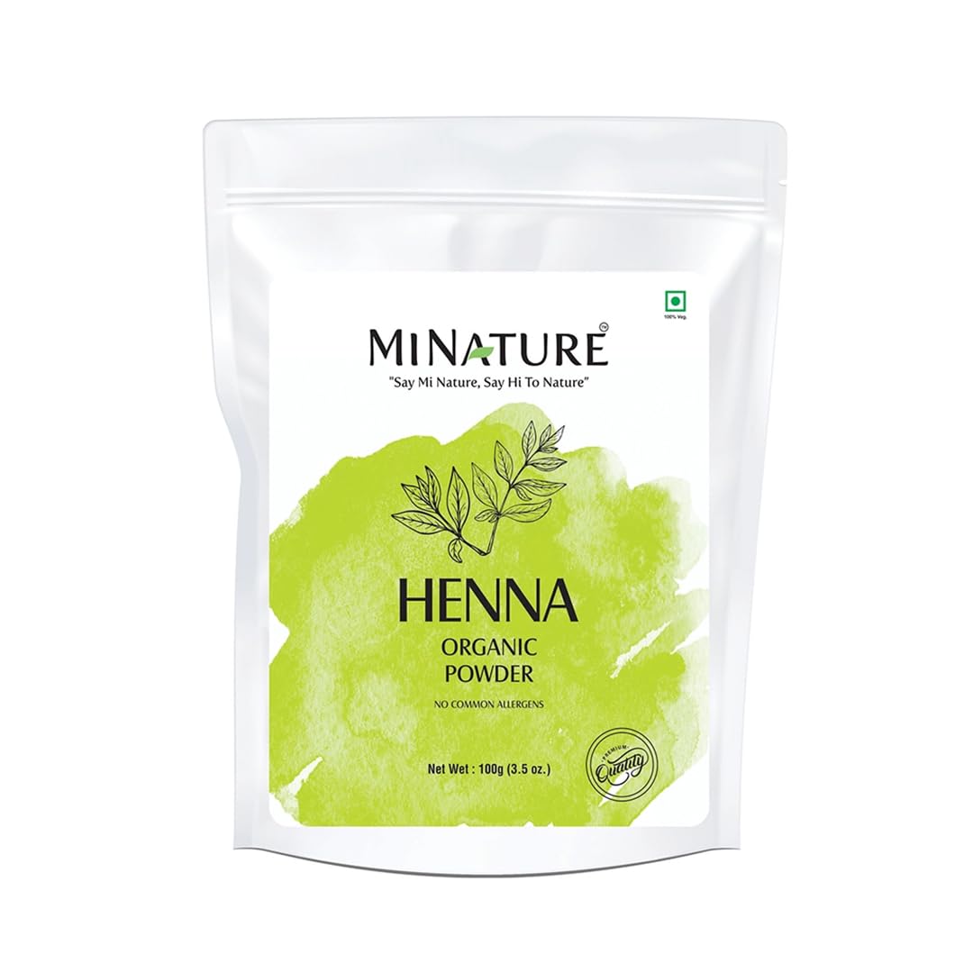 Mi Nature Pure Henna Mehndi Powder 100g (3.5oz) |Natually Plant based sourced Henna for Hair Coloring & Care |Herbal Hair care | No added Preservative