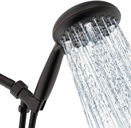 Handheld Shower Head, SR SUN RISE 6-Settings 4.8 Inches High Pressure Shower Head with 1.8 Meter/71 Inch Long 304 Stainless Steel Shower Hose and Shower Mount with Brass Ball Joint,Oil Rubbed Bronze