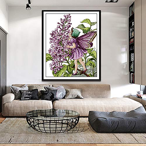 Zmva Counted Cross Stitch Kits Lilac Fairy 14 Count 12.99X14.96 Inch Diy Needle Work For Home Decor #TOP1