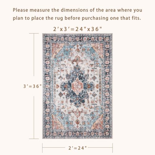 Image of Tangsoo Vintage 2x3 Washable Rugs for Entryway, Non Slip Small Area Rug
