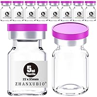 ZHANXUBIO Sterile leere Ampullen mit selbstheilendem Injektionsanschluss und Aluminium-Kunststoffkappe, sterile Verpackung (5 ml, transparent, 10 Stück)