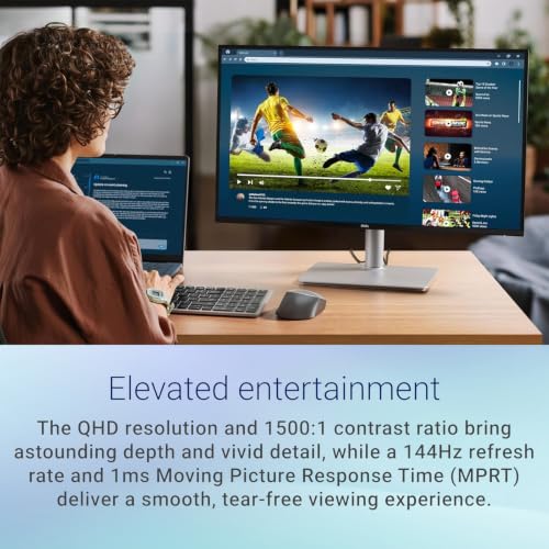 Image of Dell S27 Plus QHD Monitor, 2560 x 1440 IPS Display, 144Hz Refresh Rate, 1ms MPRT, AMD FreeSync, Built-in Dual Speakers, HDMI, DisplayPort, VESA Compatible, Height /Tilt /Pivot /Swivel Adjustable, White