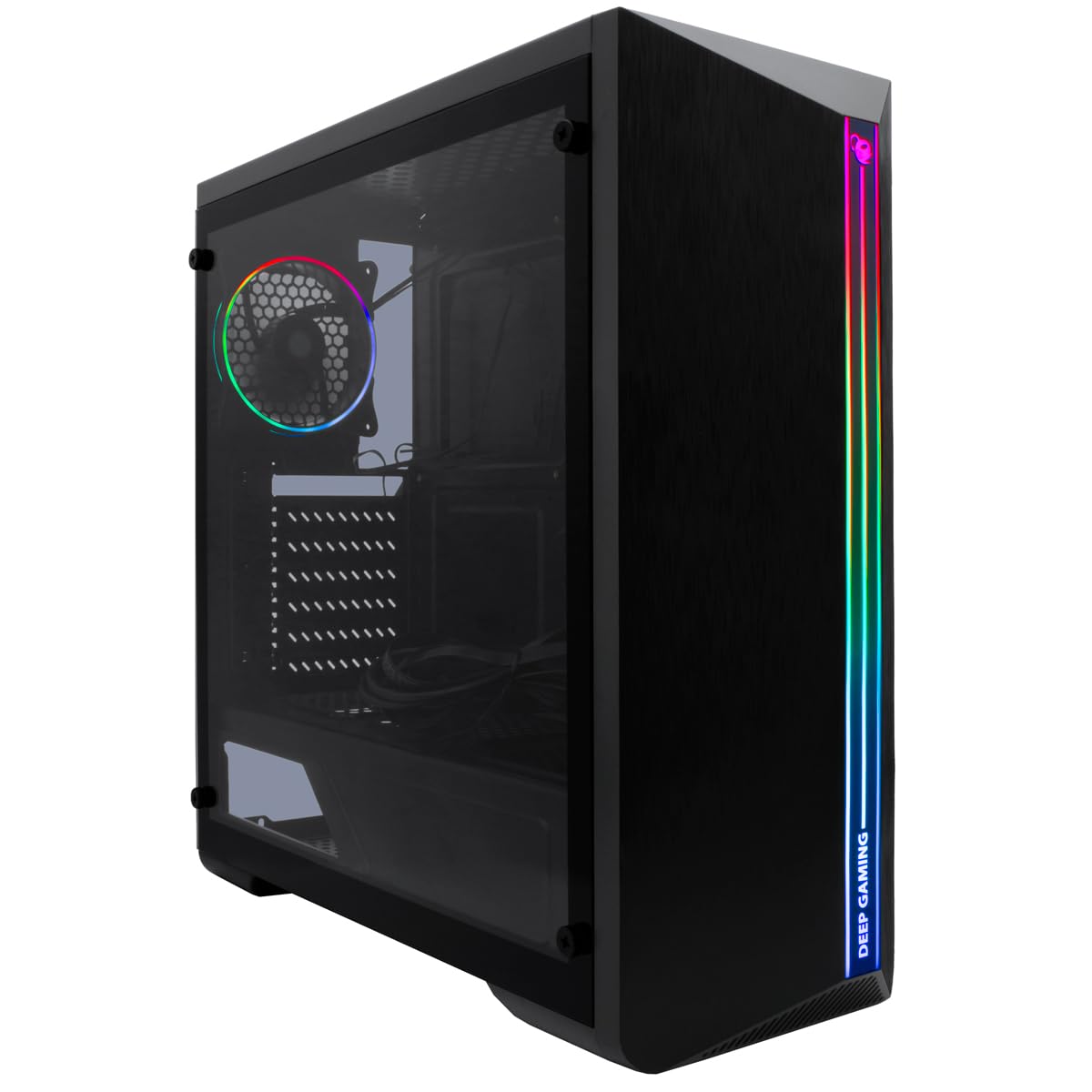 DeepGaming DGC-A200 - PC Gaming Box ATX/microATX, okno boczne ze szkła hartowanego, oświetlenie A-RGB, kompatybilne z chłodzeniem cieczy PC. Kolor czarny