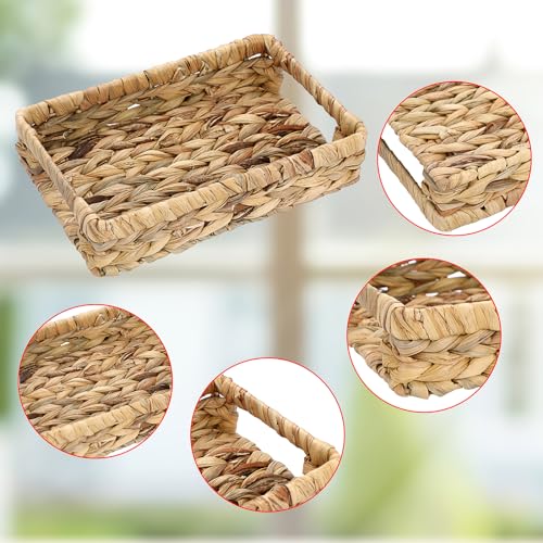Organizador de servilletas rectangular pequeño y bandeja trenzada con asas 5