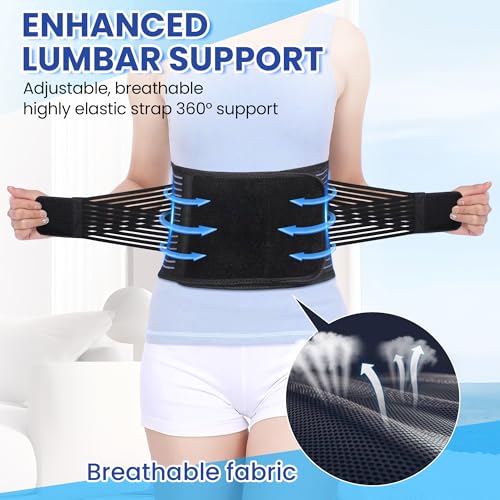 Ergonomic Back Brace for Lower Back Pain - Sciatica Relief, Adjustable & Breathable L/XL