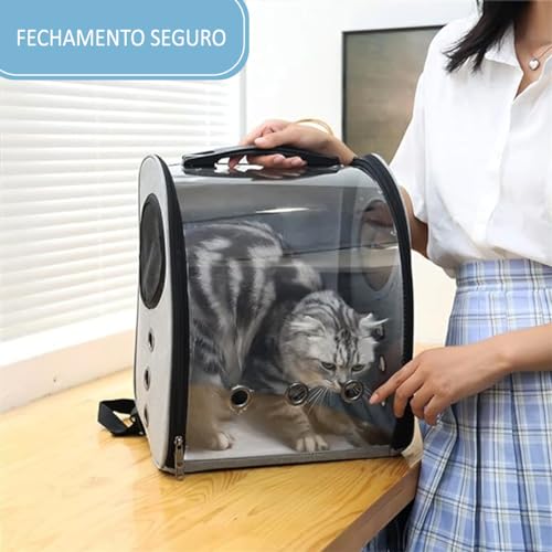 Mochila Pássaro Transporte Luxo Completa Com Visor (Cinza)