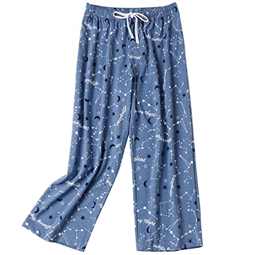 ENJOYNIGHT Pantacourt de pyjama pour femme avec imprimé bottoms, Étoile bleue., L Cover