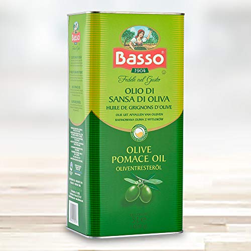Image of Basso 1904 Pomace Olive Oil For Cooking,5L Packed In Italy, With Goodness Of 15% Extra Virgin Olive Oil Olive Oil For All Types Of Indian Cooking (Pack of 3)