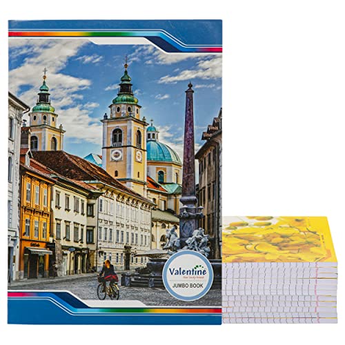 Image of N.S Bright A4 Size Register Notebook for Students - Single Line Ruled (29 x 21 cm) | Pack Set of 12 With Free 5 Ballpens for Smooth Writing, 200 Pages