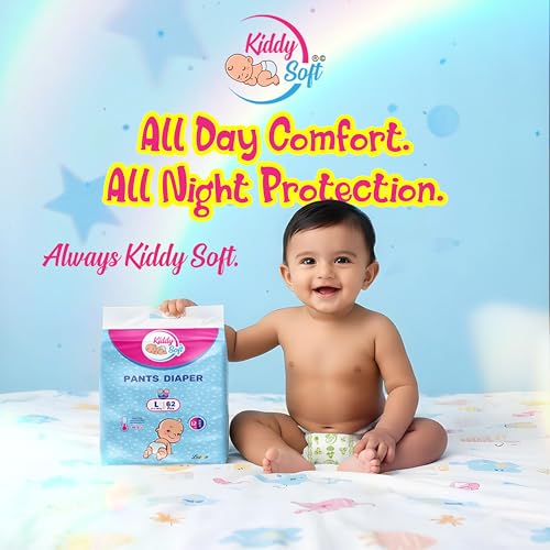 Image of KiddySoft Baby Diaper Pants with 5 Layer All Night Leakage Protection & Quick Absorbency (L - 62, Pack of 3)