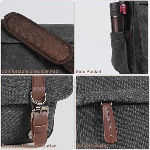 Canvas Messenger Bag for Men Women,Travel Satchel Shoulder bag 15.6 Inch Laptop Bag briefcase Business - Image 5