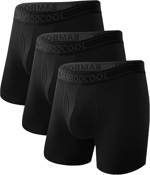 BAMBOO COOL Men's Underwear Breathable Boxer Briefs with Fly Moisture-Wicking…
