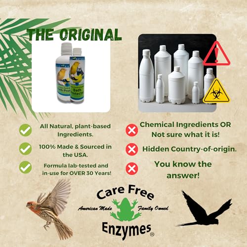 Image of Care Free Enzymes Canary, Finch & Parakeet Bath Protector, 16 oz, Gentle Bird Bath Additive for Pet Birds, Helps Keep Bath Water Clean, Supports Feather Care, Safe for Small Pet Birds