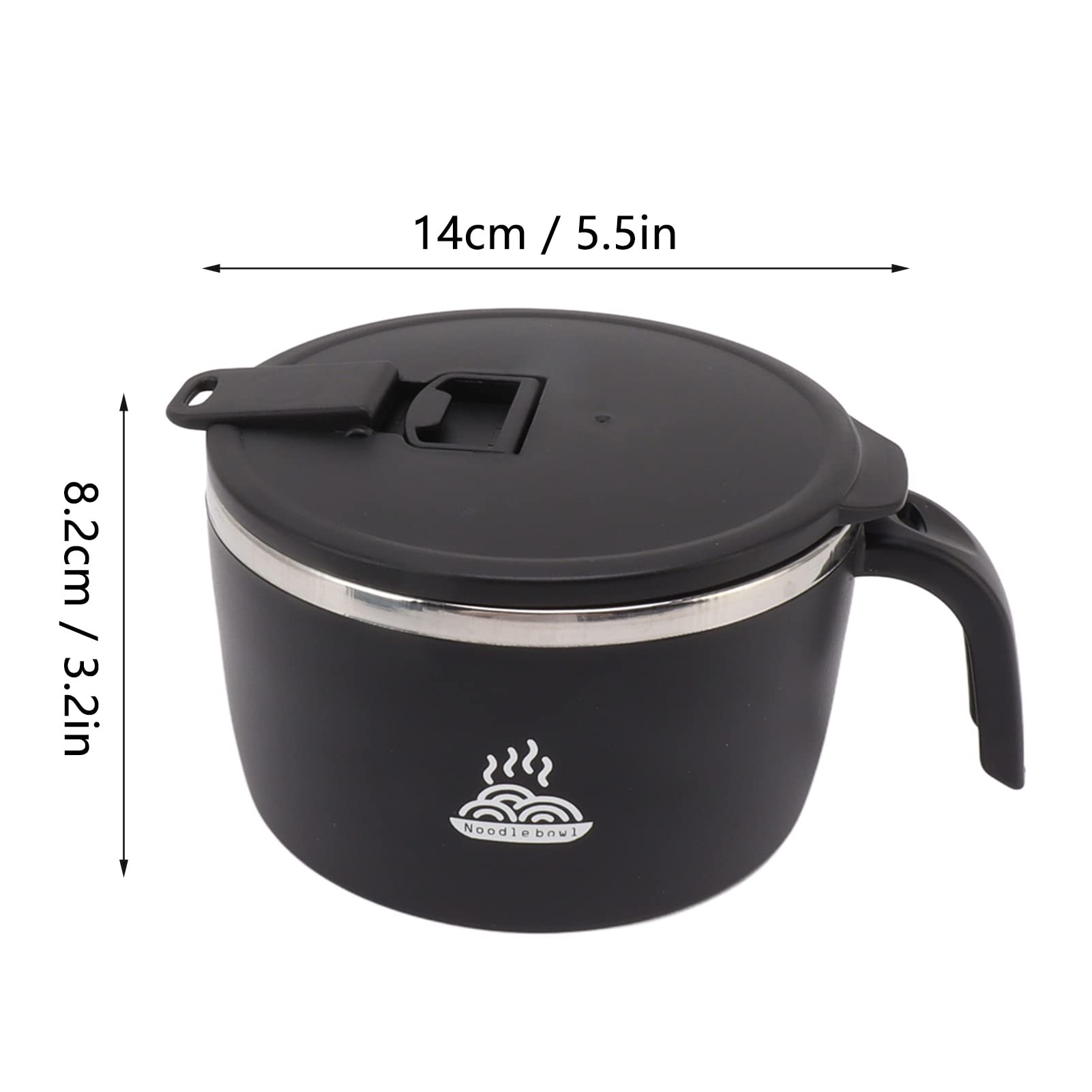 gernie Tazón de Fideos Instantáneos, Tazón de Ramen Instantáneo de Acero Inoxidable de 900 Ml con Tapa y Soporte para Teléfono Tazón de Sopa de Fideos Instantáneos, Cocina de Fideos