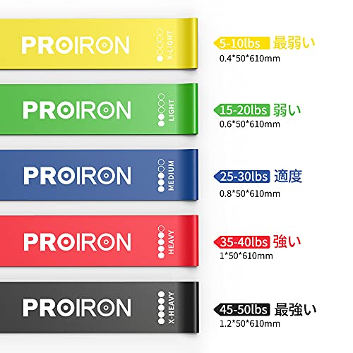 PROIRON エクササイズバンド 5本セット
