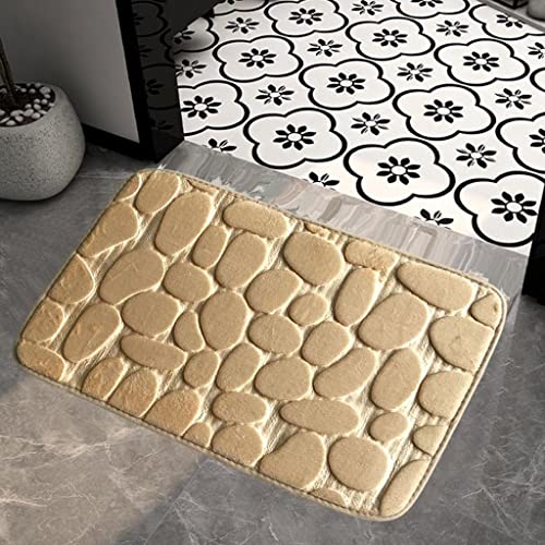 Image of Door Mat Anti-Slip Soft Area Rugs for Bathroom Balcony Laundry Room Decor 50x80cm Light Brown