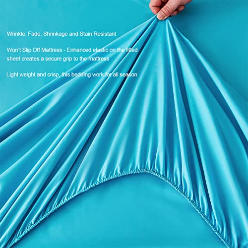 Urbonur Girls Mermaid Tail Glitter Comforter Set Full Size Fish Scale Shell Starfish Girly Bedding Set 6Pcs Bed-In-A-Bag Gradient Purple Blue Blush Coral Quilt Set For Girls Bedroom #TOP5