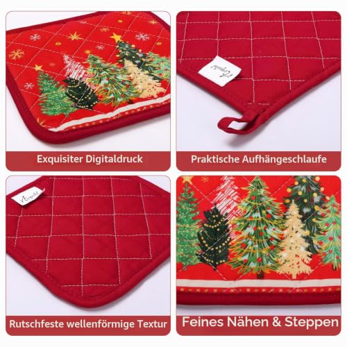 Arquiel Weihnachten Weihnachtsmann Ofenhandschuh & Topflappen 4er-Set – Ansicht 5