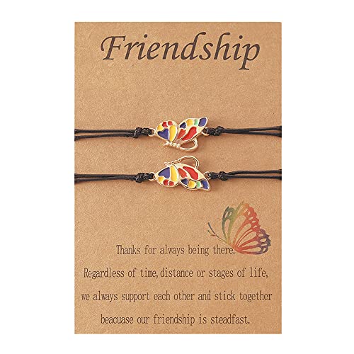 ZZ ZINFANDEL Friendship Bracelet Butterfly Turtle Yin Yang Bracelet Best Friend Bracelet 2 (Butterfly Colorful, Zinc Alloy)