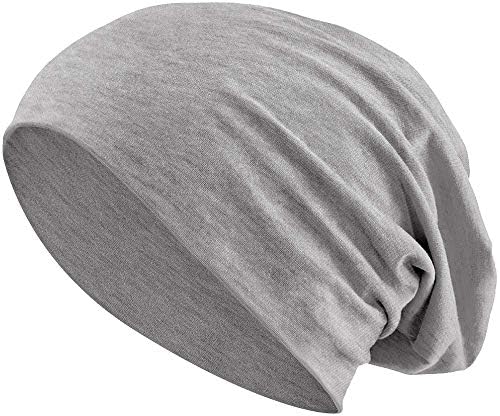 Jersey Baumwolle elastisches Long Slouch Beanie Unisex Mütze Heather in 35...