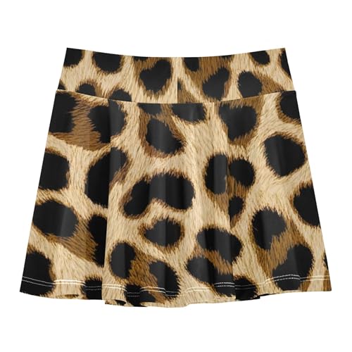 2 in 1 Athletic Shorts for Girls Skorts Tennis Skirts Kids Butterfly Brown Leopard Print 4t2