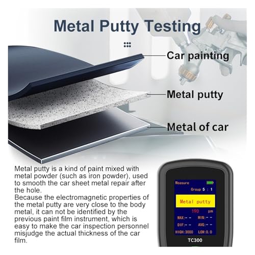 Medidor digital de espesor de pintura TC300 para automóvil, con detección automática F/NF miniatura 6