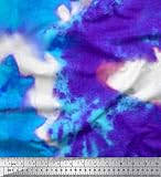 Soimoi Azul Crepe Poli Tela tresillo Tie-Dye Estampada de Tela por Metro 52 Pulgadas de Ancho