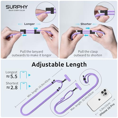 Image of SURPHY Phone Lanyard Crossbody, Phone Strap Crossbody with 2 Tether Tabs