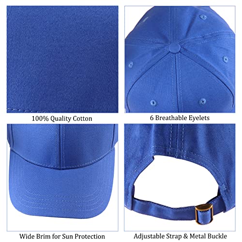 4 Pack Men Women Plain Baseball Cap Adjustable Cotton Blank Trucker Hat Low Profile Solid Dad Hat Ball Caps (4Pack-Black+White+Royal Blue+Red) #TOP2