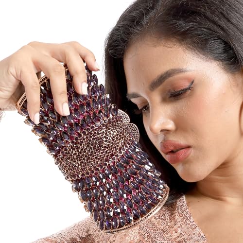Image of Boutique De FGG Mini Sparkly Crystal Clutch Purse for Women,Evening Bags with Spikes,Wedding Party Rhinestone Clutch Handbag