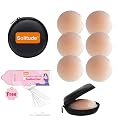 Solitude 6 Pcs Reusable Nipple Covers with Case | Comfortable & Natural Invisible Self Adhesive Washable Silicone Pastie
