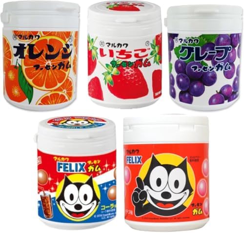 マルカワ ガム ボトル 全種類セット オレンジ いちご グレープ フィリックス コーラ フーセンガム 風船ガム マーブルガム ギフト用ステッカーセット