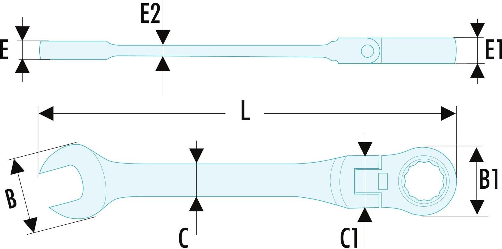 FACOM 467BF.13 Clé mixte à cliquet articulées métrique