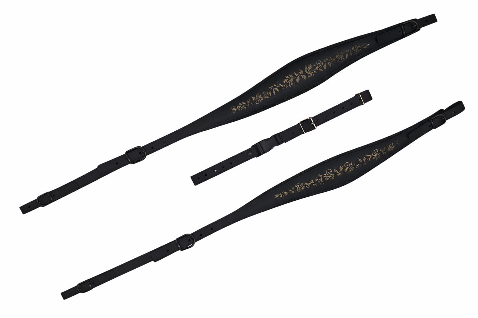 Harmonikariemen XL Luxus Schwarz S-Form Echtleder-Trageriemen für Steirische Harmonika gepolstert verstellbar ergonomisch