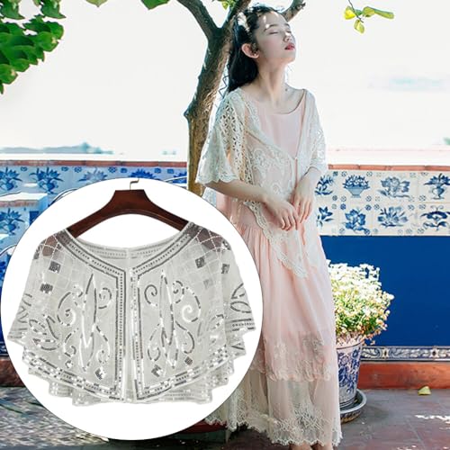 Zcargel Beaded Evening Cape, Beaded Bridal Shawls Evening Cape Vintage Mesh Cloak Handmade Sequin Beaded Evening Shawl Wrap4