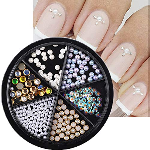 IKAAR 2 Box Nagel Kunst Strass, Mix Größe Nagel Perlen Glitter Strass Stein Gold Metall Ohrstecker Unregelmäßige 3D… – Bild 5