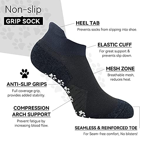 Image of KitNSox 2 Pack Non Slip Grip Yoga Socks for Men Women, Non Skid Cushioned Hospital Maternity Ballet Pilates Floor Dance Socks