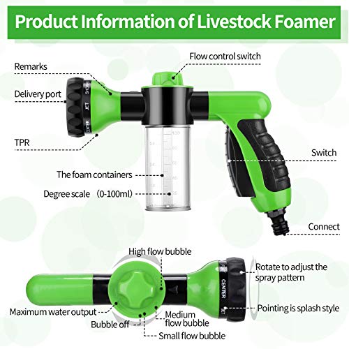 image for Weewooday 2 Pcs Hose Nozzle with Soap Dispenser, Rubber Comb Brush, an