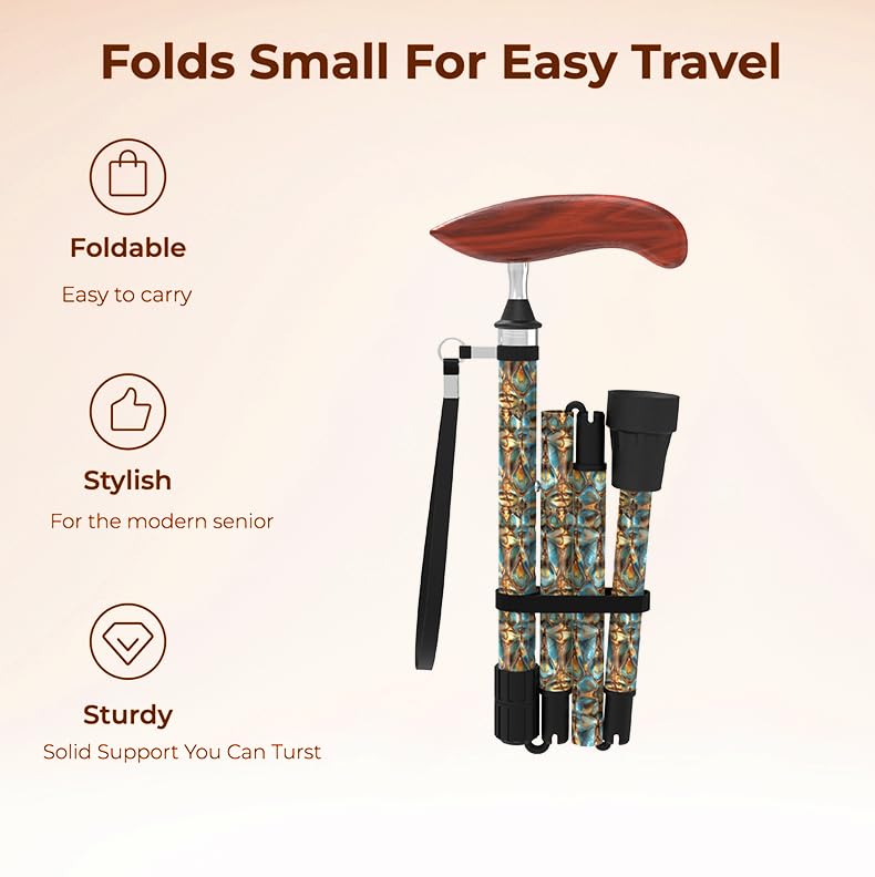 Bastón plegable para mujeres y hombres, elegante bastón plegable para viajes y uso diario, altura ajustable, diseño de fibra de carbono