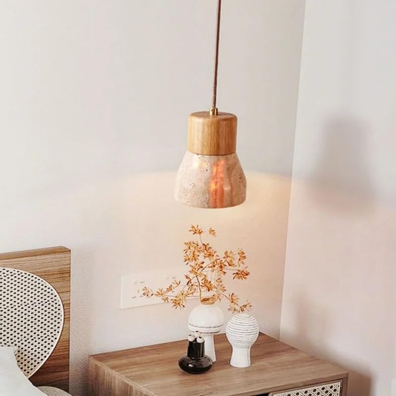 Pendentif LED suspension interieur maison travertin jaune lampe chambre cuisine