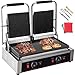 VEVOR Plancha Électrique Machine à Panini Parfaite pour Cuisson de Légumes, Viande, Steak, Calamars, Crêpes, Sandwichs, Hamburgers Bacon (Ensemble Grill et Plaque Chauffante Plaque Double, 3.6KW)